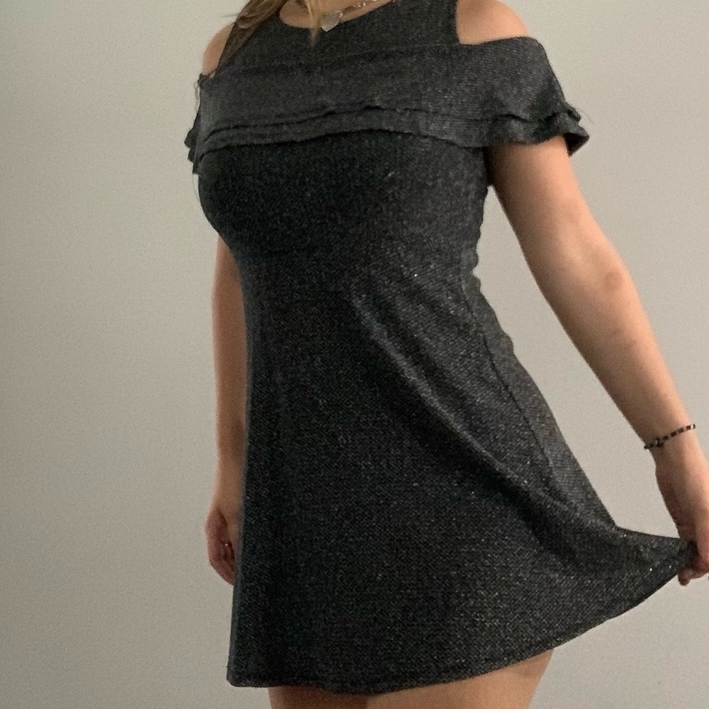 Epic Threads Charcoal Cold Shoulder Mini Dress